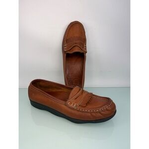 Vintage Famolare Wave There Kiltie Penny Loafers Brown Leather Size 6 Italy